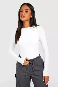 Двухслойный боди с длинными рукавами Boohoo, белый