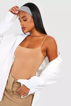 Двухслойный боди с ремешками Boohoo, мокка