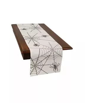 Двухслойный дорожка в виде паутины на Хэллоуин Manor Luxe, белый