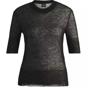 Двухслойный джемпер с короткими рукавами HUGO BOSS, черный