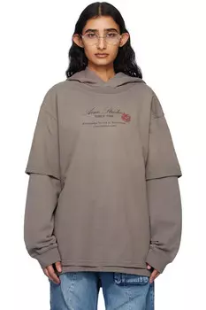 Двухслойный худи Acne Studios, серый