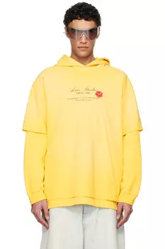 Двухслойный худи Acne Studios, желтый