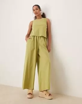 Двухслойный комбинезон ASOS DESIGN с открытой спиной цвета хаки