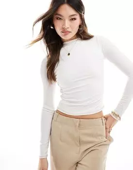 Двухслойный облегающий базовый топ цвета слоновой кости ASOS DESIGN