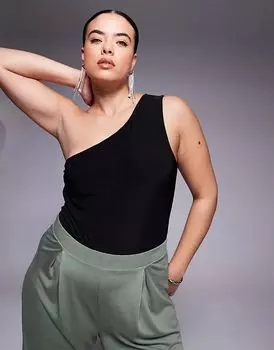 Двухслойный облегающий боди на одно плечо ASOS