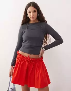 Двухслойный топ ASOS DESIGN с халтером и сборками в угольно-черном цвете