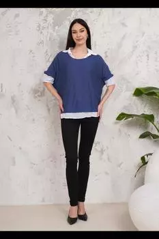 Двухслойный топ и рубашка оверсайз с рукавом 3/4 HOXTON GAL, синий