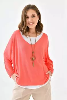 Двухслойный топ оверсайз с длинными рукавами HOXTON GAL, красный