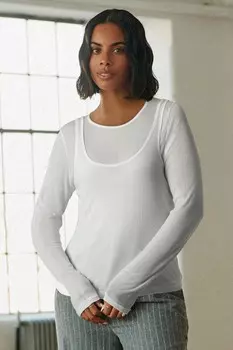 Двухслойный топ с длинными рукавами Next, белый
