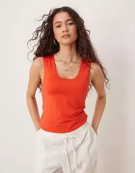 Двухслойный топ с круглым вырезом ASOS DESIGN красного цвета
