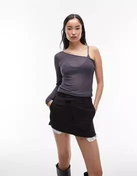 Двухслойный топ Topshop из материала премиум-класса сланцево-серого цвета с одними бретелями