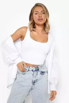 Двухслойный укороченный топ с овчным вырезом и ремешками Boohoo, белый