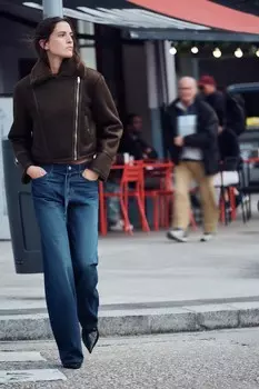Двухсторонняя короткая куртка ZARA, темно-коричневый