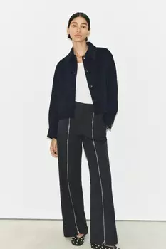 Двухсторонняя куртка из шерстяной смеси ZARA, темно-синий