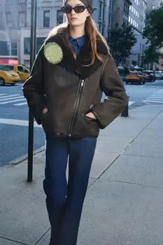 Двухсторонняя куртка коллекции ZW ZARA, коричневый