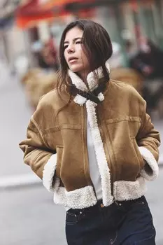 Двухсторонняя куртка с центральной молнией ZARA, коричневый