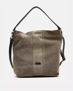 Двухсторонняя сумка через плечо и через плечо из замши и вельвета CUIROTS, цвет Topo