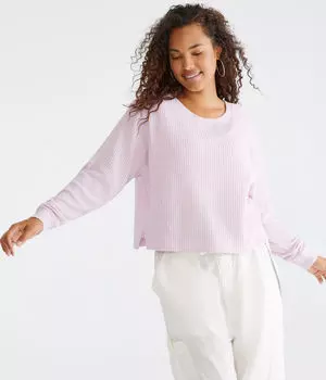 Двухсторонняя уютная вафельная футболка с длинными рукавами Aeropostale, серый