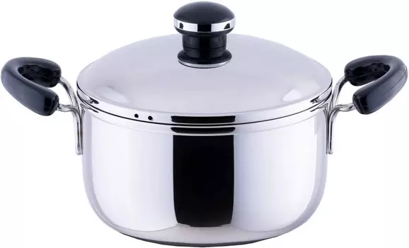 Двуручная кастрюля Miyazaki Seisakusho OJ-35 Objet, глубокая, 6,3 дюйма (16 см), сделано в Японии, совместима с индукционной индукцией, легкая,, Sliver