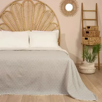 Двуспальное муслиновое покрывало Evidea Soft Diamond - Серый - 200x220 см
