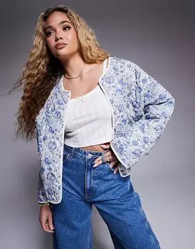 Двустороннее домашнее пальто с цветочным узором синего цвета River Island