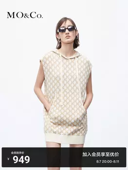 Двустороннее облегающее платье Moco без рукавов с капюшоном, синий