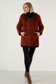 Двустороннее пальто стандартной посадки из искусственного меха с внутренним карманом 6238067 Lela, легкий кофе