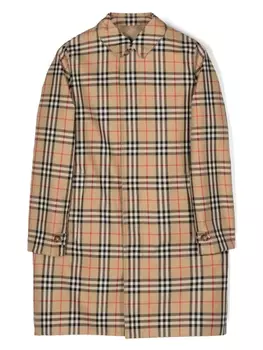 Двустороннее пальто в клетку House Check Burberry Kids, бежевый