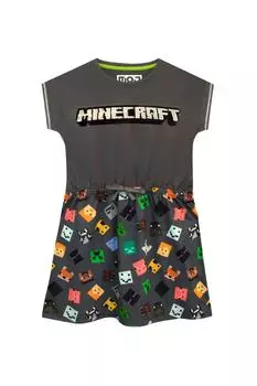 Двустороннее платье с логотипом и пайетками Minecraft, серый
