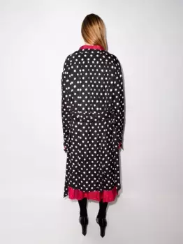 Двустороннее платье в горох с поясом BALENCIAGA, черный
