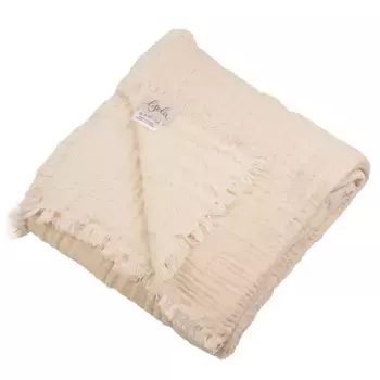 Двустороннее покрывало из хлопка и шерсти с эффектом потертости - Амариллис Lisola, натуральный/натуральный