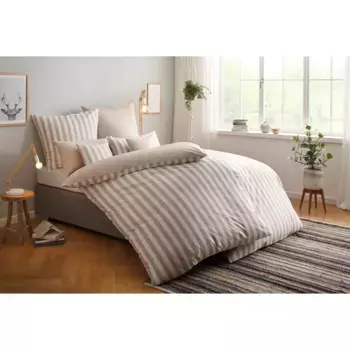 Двустороннее постельное белье andas «Грета», постельное белье в полоску разного качества, от 135х200 см, бежевый