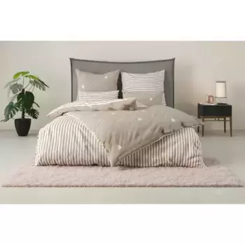 Двустороннее постельное белье andas «JULIE», постельное белье с елочками, хлопок, зима, от 135х200, бежевый