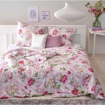 Двустороннее постельное белье APELT "Сара", элегантные пионы и лепестки роз, эксклюзивное летнее постельное белье, розовый