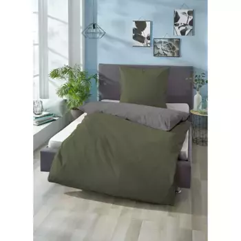 Двустороннее постельное белье Biberna «Alma», (3 шт.), высококачественное постельное белье качества Linon из 100% хлопка, постельное белье и наволочки на молнии, безопасное для кожи, STANDARD 100 от OEKO-TEX и сертификат Made in Green, цвет fich...