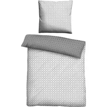 Двустороннее постельное белье Biberna» Сочетайте по размерам. 135x200, 155x220 или 200x200 см", хлопковое постельное белье, неподвластное времени постельное белье с двусторонним внешним видом, цвет sturmgrau/Muster