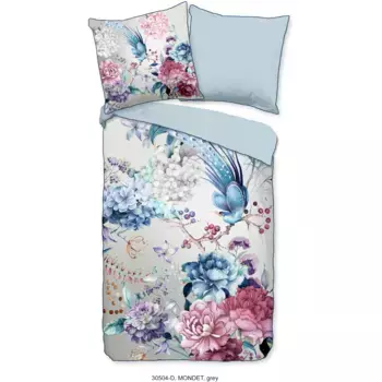 Двустороннее постельное белье Descanso "Ignadi", хлопок, сатин, 155х220, окантовка, молния, двустороннее, тропический, зеленый