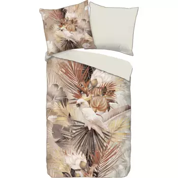 Двустороннее постельное белье Descanso «Пиппа», хлопок, мако-сатин, 135х200, окантовка, молния, двусторонняя, песочный