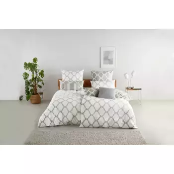 Двустороннее постельное белье для дома «Альба в размере. 135x200 или 155x220 см", постельное белье двустороннего вида, разного качества, хлопок Home Affaire, серый/белый