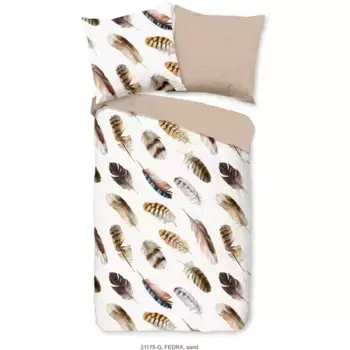 Двустороннее постельное белье «доброе утро» Fedra, хлопок, 135х200, молния, двусторонний вид, простое, перья, песочный Good Morning