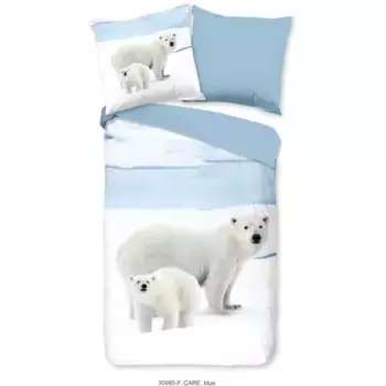 Двустороннее постельное белье доброе утро "Забота", байка, 135х200, теплое, мягкое, двусторонний вид, на молнии, зима, синее Good Morning, цвет Blauw