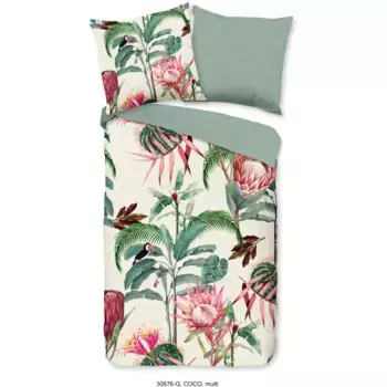 Двустороннее постельное белье «доброе утро» «Coco», 100% хлопок, 135х200, 2 шт., молния, двусторонний вид, пальма Good Morning, зеленый