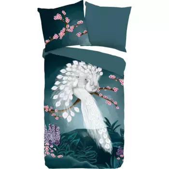 Двустороннее постельное белье доброе утро "Genesis", 100% хлопок, 155х220, 2 шт, молния, двусторонний вид, павлин Good Morning, цвет petrol/multi