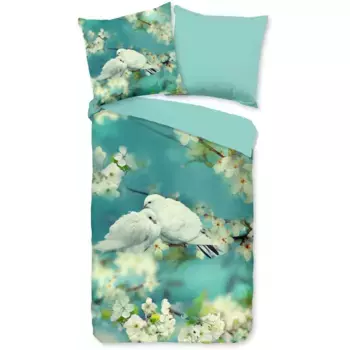 Двустороннее постельное белье «доброе утро» «Loving», 100% хлопок, 135х200, молния, двусторонний вид, голубь, бирюзовый Good Morning, цвет Aqua