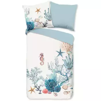 Двустороннее постельное белье «доброе утро» Reine, 100% хлопок, 135х200, молния, двусторонний вид, морской, морской Good Morning, цвет Blau