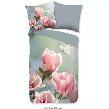 Двустороннее постельное белье «Доброе утро» Close», 100% хлопок, 135х200, молния, двусторонний вид, магнолия, цветы Good Morning, цвет Multi