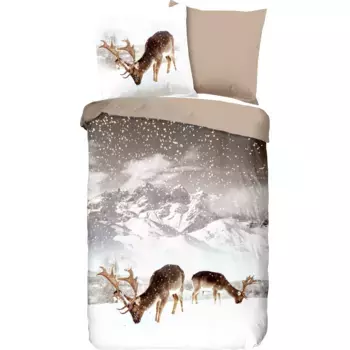 Двустороннее постельное белье «Доброе утро» «Зима», однотонное, 135х200, мягкое, теплое, на молнии, двустороннее, детское, зимнее Good Morning, цвет sand/ecru/natur