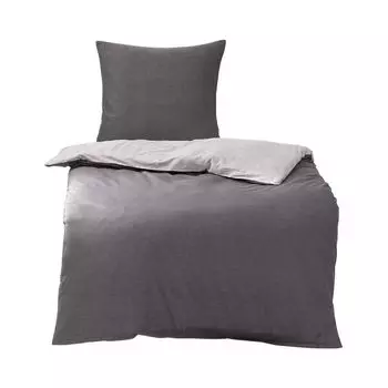 Двустороннее постельное белье Dream Sleep Mako сатин Фактура 200х220 см + 2х 80х80 см темно-серый Traumschlaf