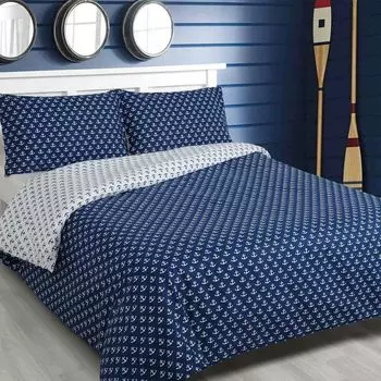 Двустороннее постельное белье Dream Sleep Marina Blue Anchor 135х200 см + 80х80 см Traumschlaf