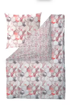 Двустороннее постельное белье Estella, 155x220 см, баклажан/розовый